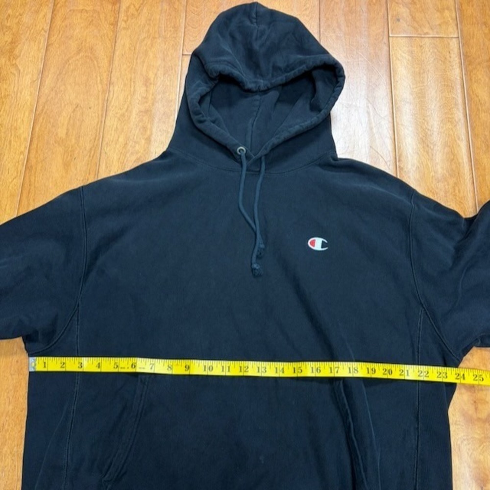 Vintage Champion Reverse Weave Hoodie Mens L Black Pullover Streetwear - Picture 5 of 11